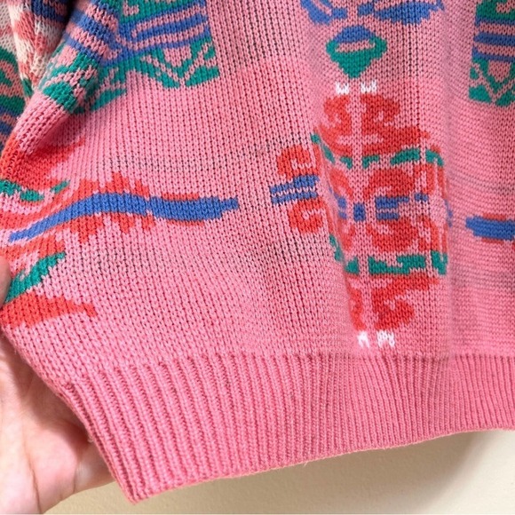 Vintage Pink 80s 90s Lindsay Gray Cardigan Sweater Made in Korea, Size Medium - Picture 10 of 14